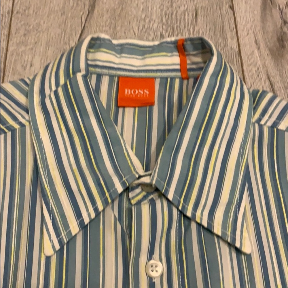 Blue and white striped Hugo Boss dress shirt - Picture 6 of 13